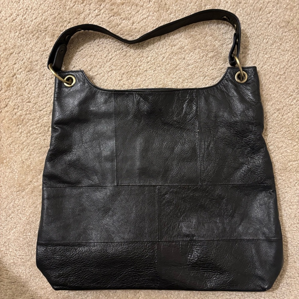 Chocolat Blu Black Leather Shoulder Bag